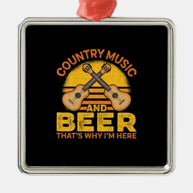 Ornamento De Metal Beer Drinker Country Music E Beer Birthday (Frente)