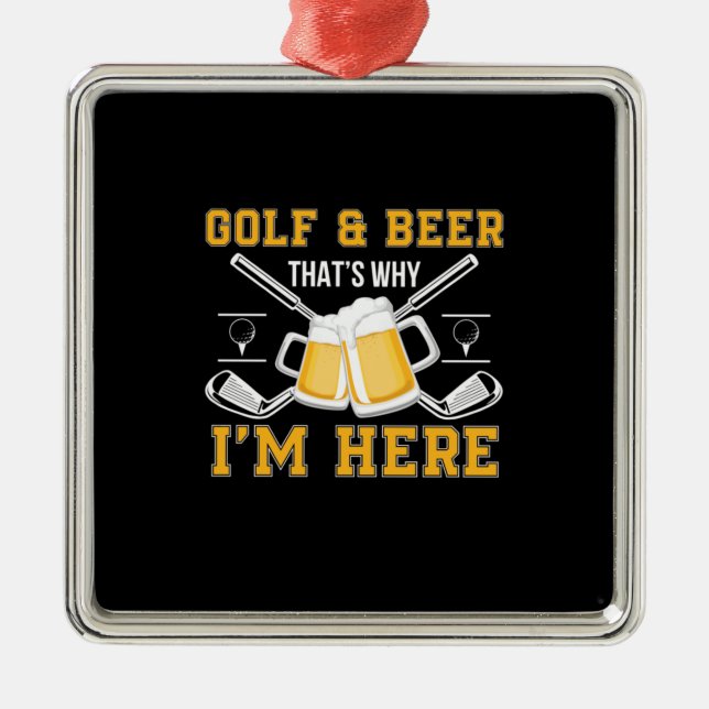 Ornamento De Metal Beer Drinker Golf E Beer Aniversário (Frente)