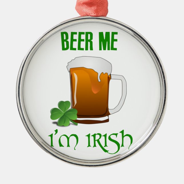 Ornamento De Metal Beer Me Sou Irlandês (Frente)