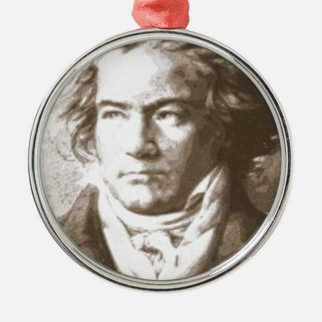 Ornamento De Metal Beethoven Na Sepia (Frente)
