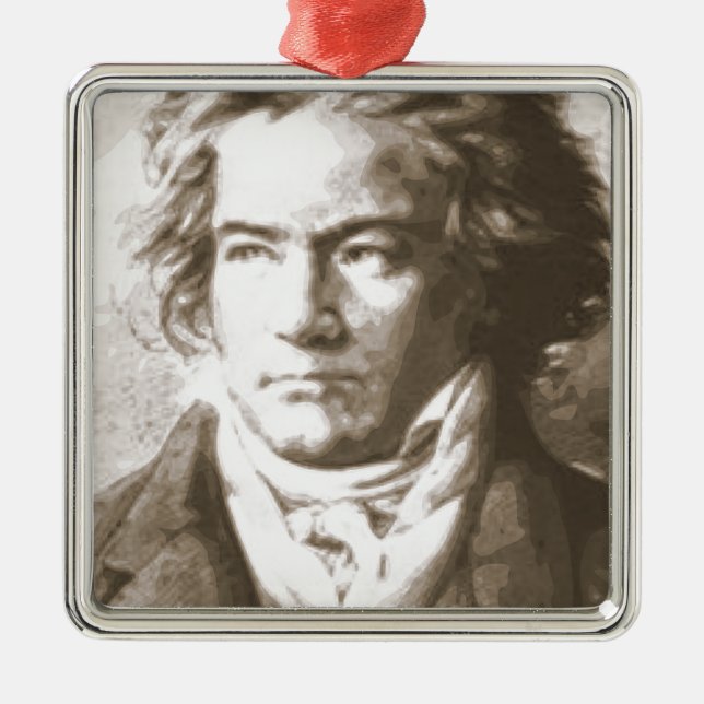 Ornamento De Metal Beethoven Na Sepia (Frente)