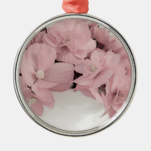 Ornamento De Metal Begonias Rosa