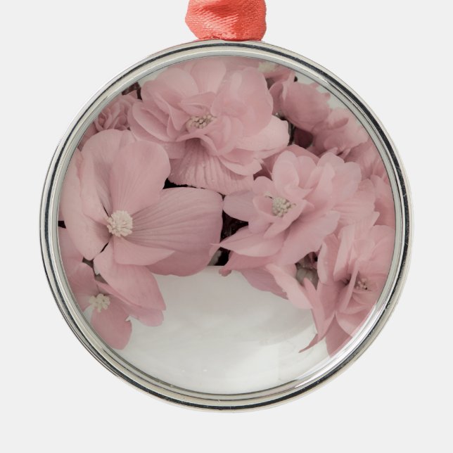 Ornamento De Metal Begonias Rosa (Frente)