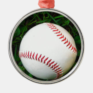 Ornamento De Metal Beisebol Branco com Ponta Vermelha