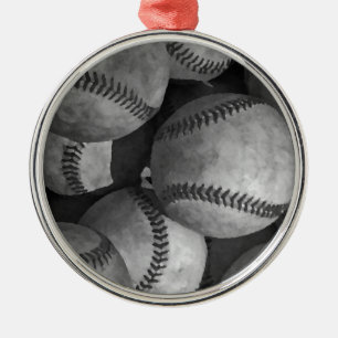 Ornamento De Metal Beisebol Preto e Branco