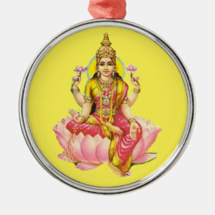 Ornamento De Metal Bela Deusa Hindu Carro Lakshmi