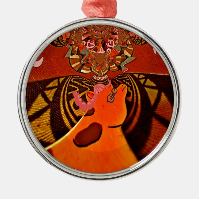 Ornamento De Metal Bela e incrível Girafa ama animais safari (Frente)