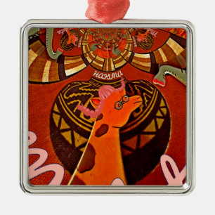 Ornamento De Metal Bela e incrível Girafa ama animais safari