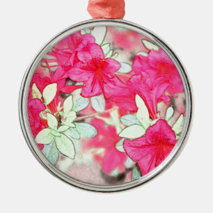 Ornamento De Metal belas flores de azaléia rosa. Planta de jardim flo