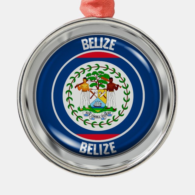 Ornamento De Metal Belize Round Emblem (Frente)