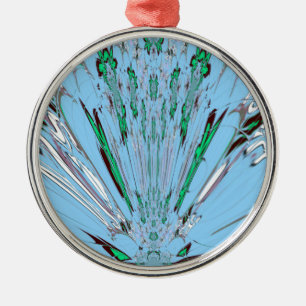 Ornamento De Metal Belo Belo Aqua Azul incrível Motif Floral de