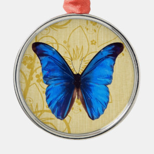 Ornamento De Metal Belo Blue Butterfly Vintage art