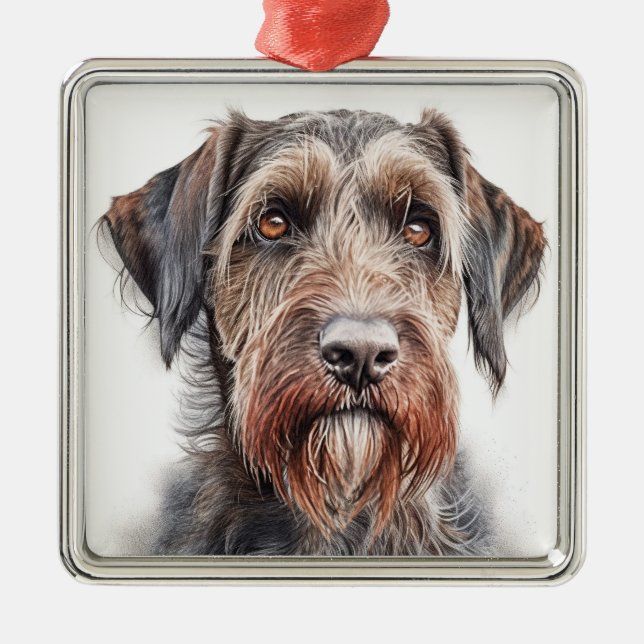 ORNAMENTO DE METAL BELO CACHORRO ALEMÃO WIREHAIRED POINTER (Frente)