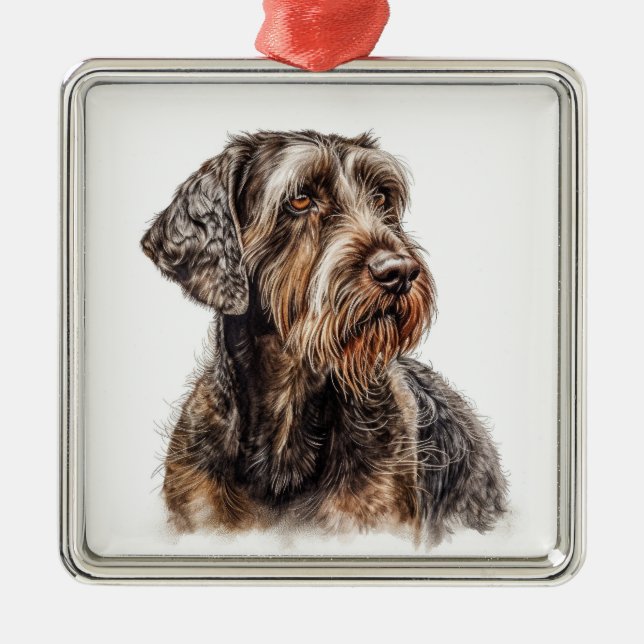 ORNAMENTO DE METAL BELO CACHORRO ALEMÃO WIREHAIRED POINTER (Frente)
