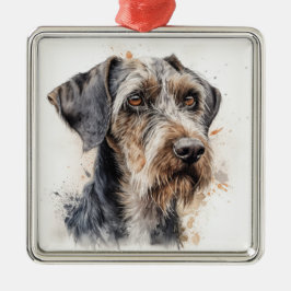 ORNAMENTO DE METAL BELO CACHORRO ALEMÃO WIREHAIRED POINTER