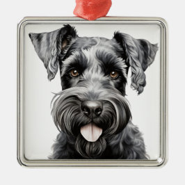 ORNAMENTO DE METAL BELO CACHORRO NEGRO KERRY BLUE TERRIER