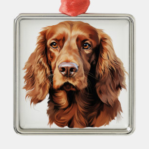 ORNAMENTO DE METAL BELO CACHORRO VERMELHO IRLANDÊS
