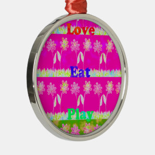 Ornamento De Metal Belo e colorido texto da Flora design