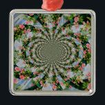 Ornamento De Metal Belo rosa-boho, rosas vermelhas, floral-aquarela<br><div class="desc">Rosas românticas de cor vermelha e rosa contra uma cerca branca de piquete,  brilhando ao sol da noite. inspiração de uma viagem à Ilha Mackinac Michigan. pintura original de H Cooper.</div>