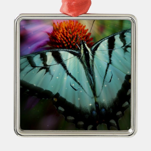 Ornamento De Metal Belo Turquesa Borboleta (Frente)