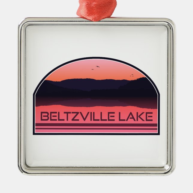 Ornamento De Metal Beltzville Lago Pensilvânia Red Sunrise (Frente)