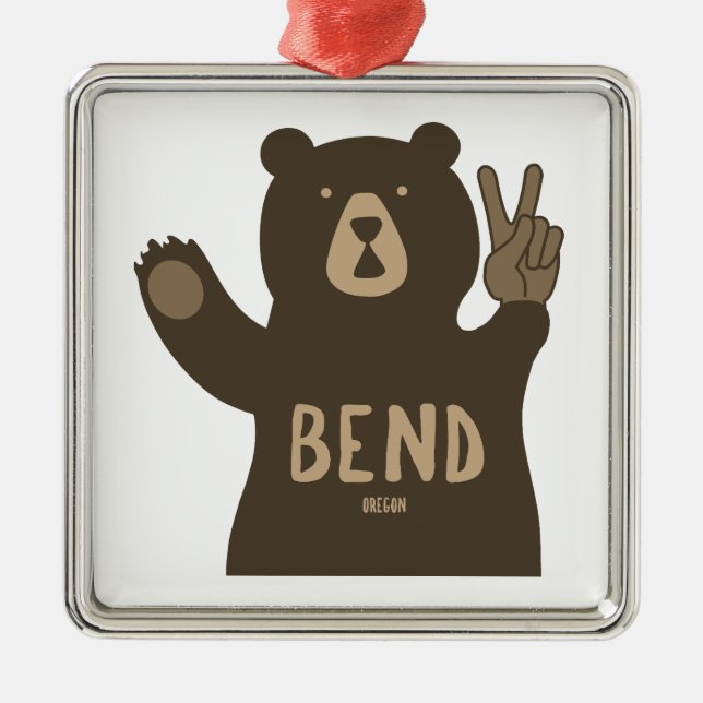 Ornamento De Metal Bend Oregon Peace Bear (Frente)