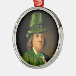 Ornamento De Metal Benjamin Franklin Clover Dia de São Patrício