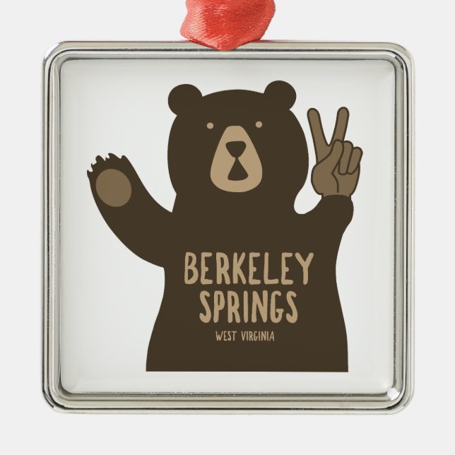 Ornamento De Metal Berkeley Springs West Virginia Urso da Paz (Frente)