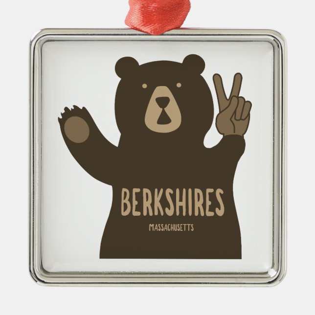 Ornamento De Metal Berkshires Massachusetts Peace Bear (Frente)