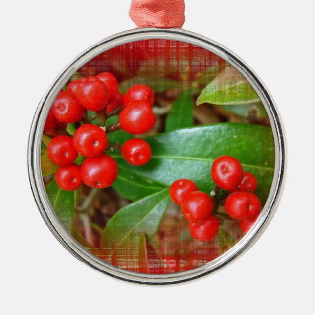 Ornamento De Metal Berries Honeysuckle em algodão (Frente)