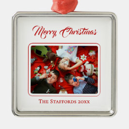 Ornamento De Metal Berry Merry Christmas White Photo Ornament