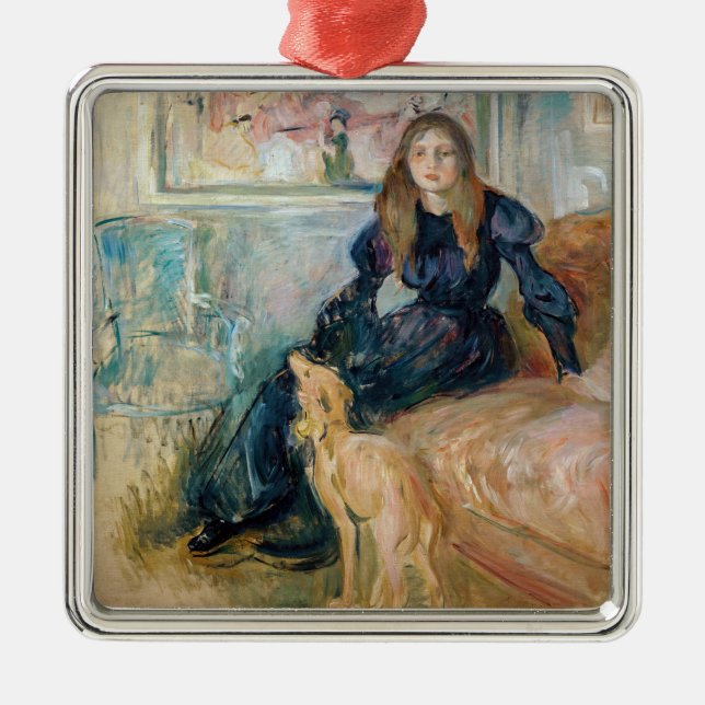Ornamento De Metal Berthe Morisot - Julie e o seu Greyhound Laerte (Frente)