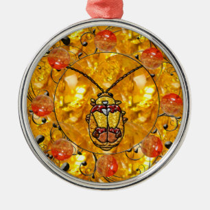 Ornamento De Metal Besouro de Folha Vermelho