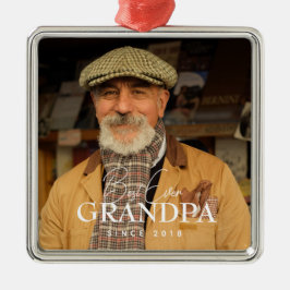 Ornamento De Metal Best Ever Grandpa Since 20XX Simple Elegant Photo