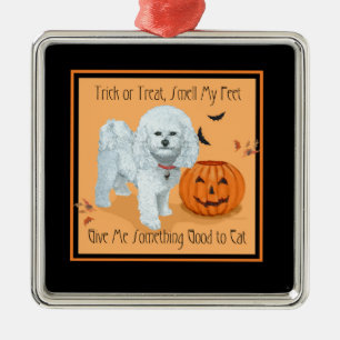 Ornamento De Metal Bichon Frise Doce ou Travessura