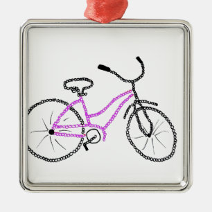 Ornamento De Metal Bicicleta cor-de-rosa