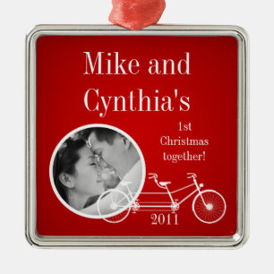 Ornamento De Metal Bicicleta dobro vermelha personalizada do
