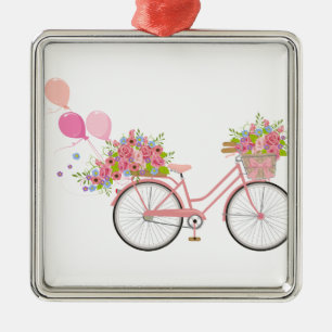 Ornamento De Metal Bicicleta Rosa Whimsical