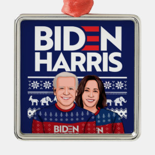 ORNAMENTO DE METAL BIDEN HARRIS UGLY SWEATER CARTÃO