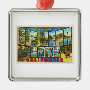 Ornamento De Metal Big Bear Lake California CA Large Letter Postcard