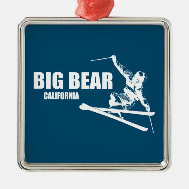 Ornamento De Metal Big Bear Mountain Resort California Skier (Frente)
