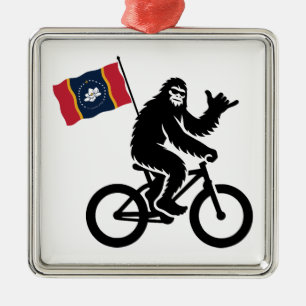 Ornamento De Metal Bigfoot Ciclista Bandeira do Mississippi