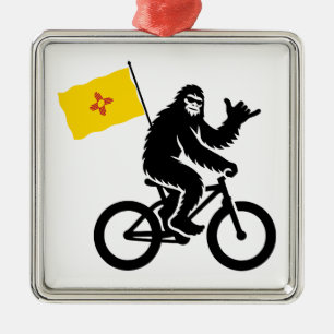 Ornamento De Metal Bigfoot Cycling Bandeira do Novo México