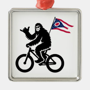 Ornamento De Metal Bigfoot Cycling Ohio Flag