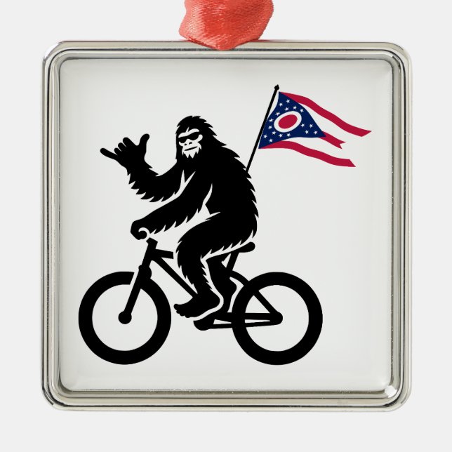 Ornamento De Metal Bigfoot Cycling Ohio Flag (Frente)