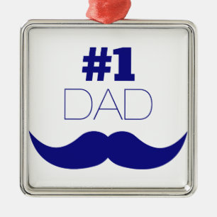 Ornamento De Metal Bigode azul do pai #1 - número um