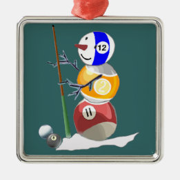 Ornamento De Metal Billiard Ball Snowman