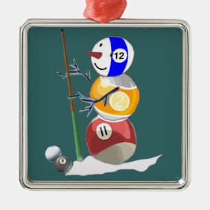 Ornamento De Metal Billiard Ball Snowman