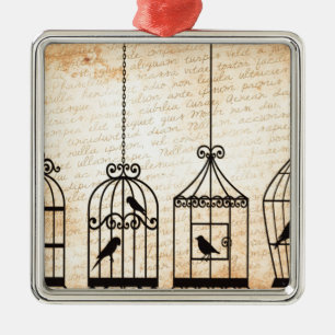 Ornamento De Metal Birdcage Silhouettes
