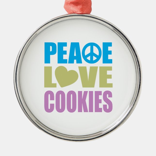 Ornamento De Metal Biscoitos do amor da paz (Frente)